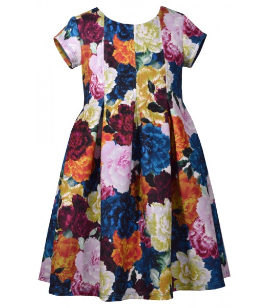 Bonnie Jean Multi-Color Scuba Sleeve Dress 